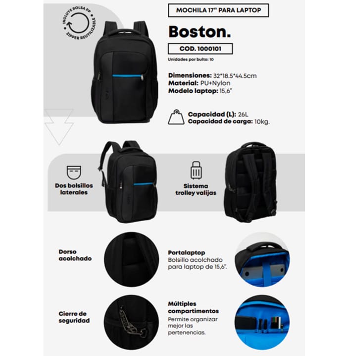 Mochila FW b-pack Boston 17,5" - Imagen 4